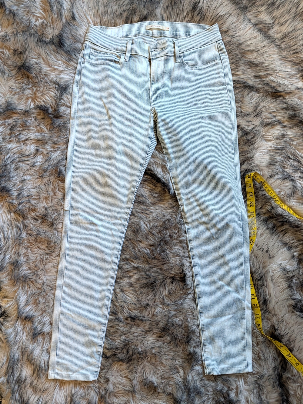 Levi's 710 Blue Hickory Stripe Women’s Jeans Super Skinny Size 28